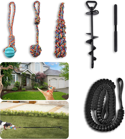 Tether Tug Outdoor Dog Toy with Upgraded Steel Stake & Adjustable Safety