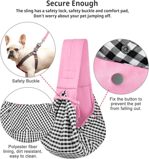 CUBY Dog and Cat Sling Carrier - Hands Free Reversible Pet Papoose Bag for Puppy, Small Dogs Cats Outdoor, Pink