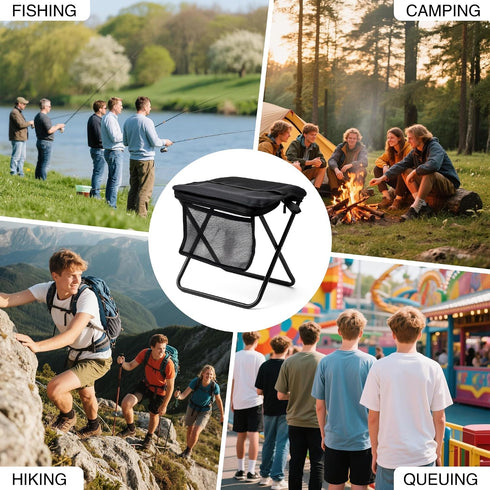 GQIRIL (11 9.1 Inch) Pocket Chair Folding for Adult - Foldable Handbag Camping Stool for Travel Fishing Hiking Queue Up