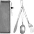 DOPENSPI 3PCS Camping Utensil Set with Carrying Bag, Stainless Steel Camp Flatware Ultralight