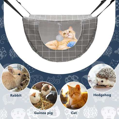 2 Pieces Cat Cage Hammock, Double Layer Soft Plush Hanging Pet Bed for Indoor Cats, Kittens, Ferrets, and Small Animals
