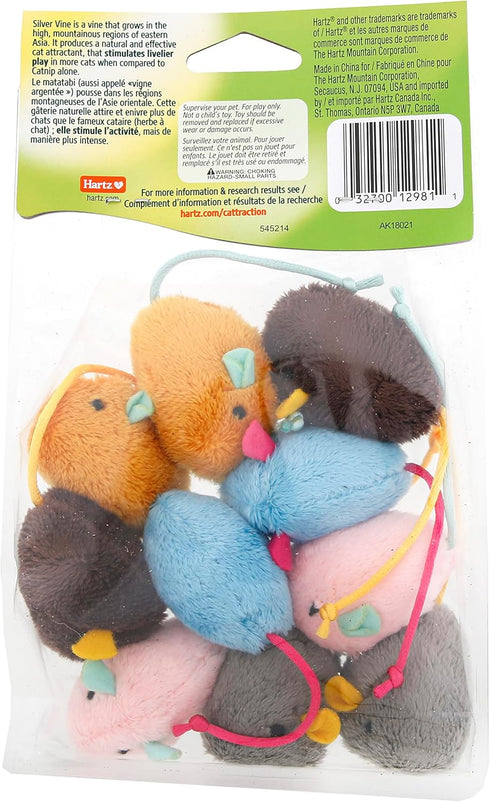 Hartz Cattraction Crinkle Mice with Silver Vine & Catnip - 10 Count