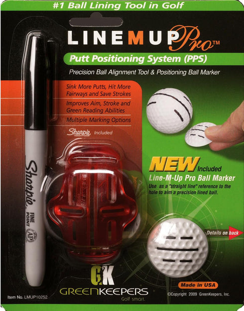 Line M Up Pro Precision Golf Ball Alignment / Identification Tool, Putt Positioning Ball Marker, & Sharpie