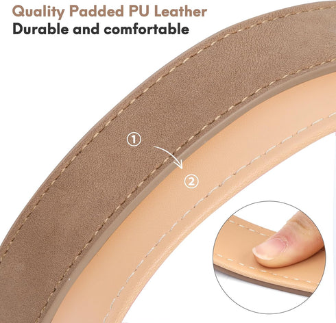 Leather Dog Collar for Medium Dogs, Soft Padded with Heavy Duty Gold Buckle, Durable & Comfortable for Daily Walking