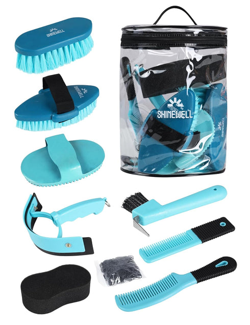 ShineWell Horse Grooming Kit, Complete Horse Brush Set, Equine Grooming Tools for Shedding