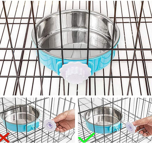 Dog Crate Bowl, Hanging Stainless Steel Removable Pet Crate Water & Food Bowls, 2PCS for Cat Puppy Birds