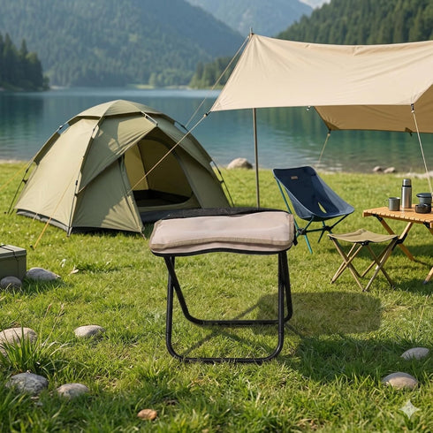 GYHZ 10" 440lbs, Portable Folding Stool for Adults, Lightweight Collapsible Camp Seat, XL Heavy Duty Folding Purse
