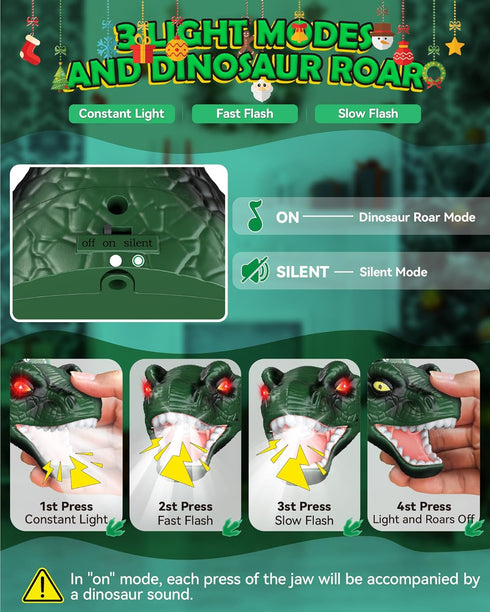 Niovexium 3 4 5 6 7 8 9 LED Dinosaur Headlamp for Kids, Children's Toy Flashlight T-Rex Dinosaur Toys for Age Years Old