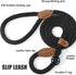 Mile High Life Heavy Duty Slip Leads for Dogs: 4 Feet No Pull Dog Training Leash with Leather Tip, Black Rope Lead