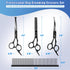 5 1 5 1) Dog Grooming Scissors Kit with Safety Round Tips, GEMEK Professional in Grooming Scissors for Dogs (Black