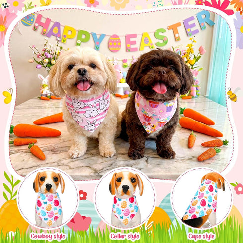120 Sanwuta Pcs Spring Easter Dog Bandanas Bulk Dog Adjustable Cute Washable Triangle Kerchief Scarf Bibs for Small