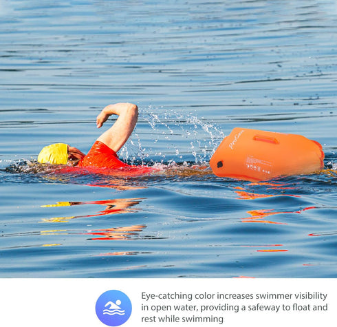 ProCase 35L Waterproof Swim Buoy Dry Bag with Shoulder and Waist Strap for Open Water Activities - Orange