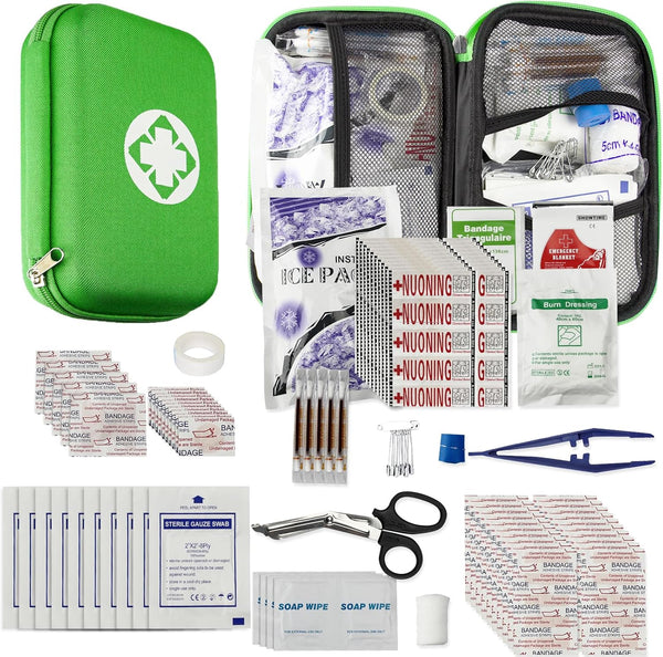YIDERBO Car-Home Survival First-Aid Kit Emergency-Kit - Green, 273 Piece Equipment Travel Supplies for Camping