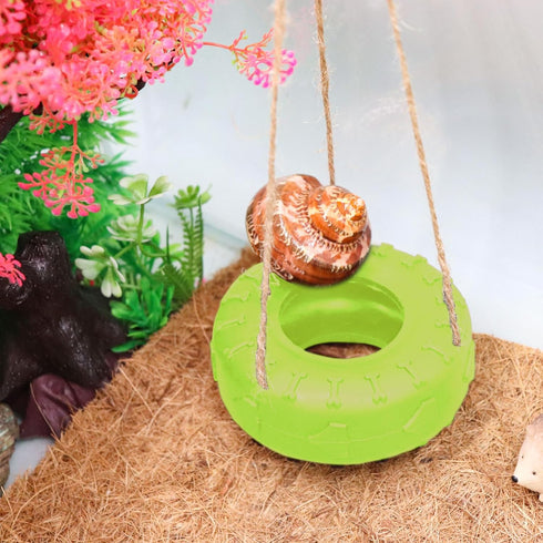 Neeenn 3.7 Inches Hermit Crab Tire Swing Toy, Hermit Crab Climbing Toy, Reptile Tank Aquarium Decoration Accessory
