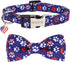 ADOGGYGO American Flag Dog Collar with Bowtie, 4th of July Adjustable Patriotic Collars for Small Medium Large Dogs