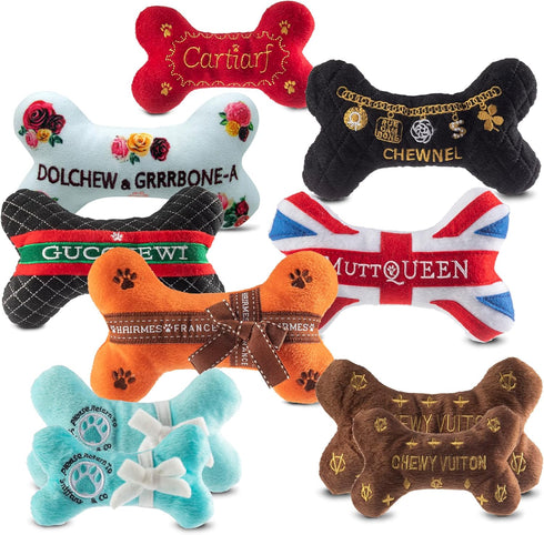 Dog Diggin Designs Runway Pup Collection - Unique Squeaky Plush Dog Toys, Prêt-à-Porter Dog Bones & More