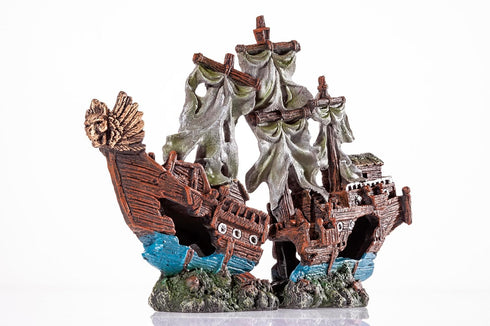 (2 5 UNEAK - Shipwreck Aquarium Decorations Pirate Ship Ornament w/Sail Pieces) Gallons and Larger Fish Tank, Sunken