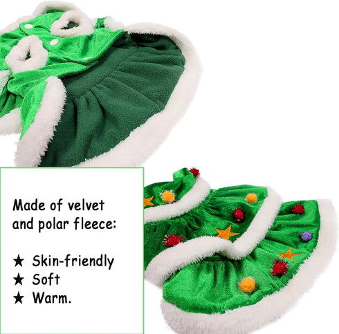 Dog Christmas Tree Costume, Winter Fleece Coat Clothes Sweater for Puppy Xmas Outfit Apparel