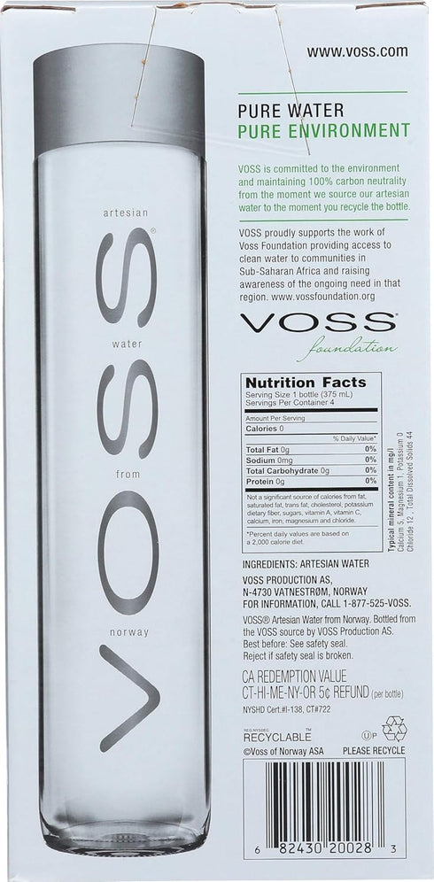 12.7 Oz, 4 Pack Voss, Water Artesian Still, Fl