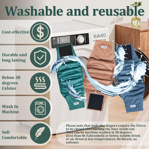 Pack 5, Reusable Dog Diapers Male, Premium Washable Belly Bands for Male Dogs Large, of High Absorbing Male Dog Wraps