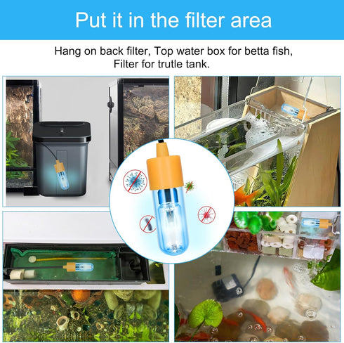 Aquarium Clean Light, 3W Mini Submersible Light with Timer, Waterproof Clean Lamp for Pond and Swimming Pool