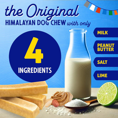 Himalayan Chew Original Yak Cheese Chew, Peanut Butter, 1 Large Stick, 3.3 oz, Gluten Free Treats