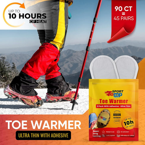Toe Warmers - Up to 10 Hours of Heat, Ultra Thin, Easy, All Natural, Air Activated Hot Toe Warmers