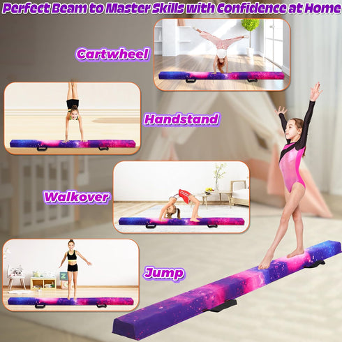 PreGymnastic 6FT/8FT/9.5FT 3-12, Folding Balance Beam for Kids Ages Foldable Gymnastics Floor Beam-Extra Firm Suede