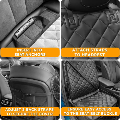 KritterKorner Car Seat Cover for Dogs,Waterproof PU Leather Dog Car Front Seat Cover,Heavy Duty Captain Seat Protector