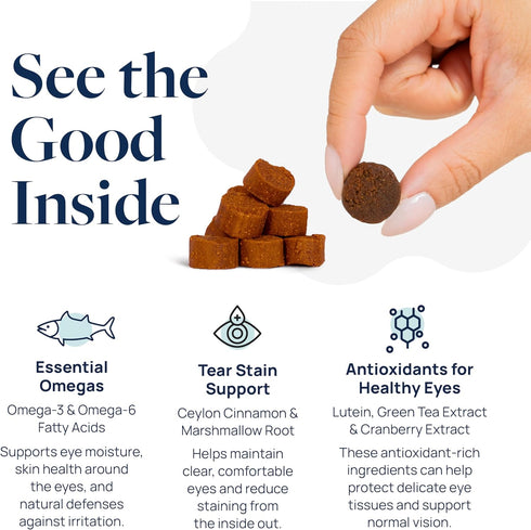 3, Immunity, 60 Veterinary Formula Eye Health Supplement for Dogs Vet-Formulated Tear Stain Chews with Omega Lutein