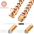 Rose Gold Chain Dog Collar, 19mm 18K Gold Cuban Link with Secure Snap Buckle for Large Pitbull (26")