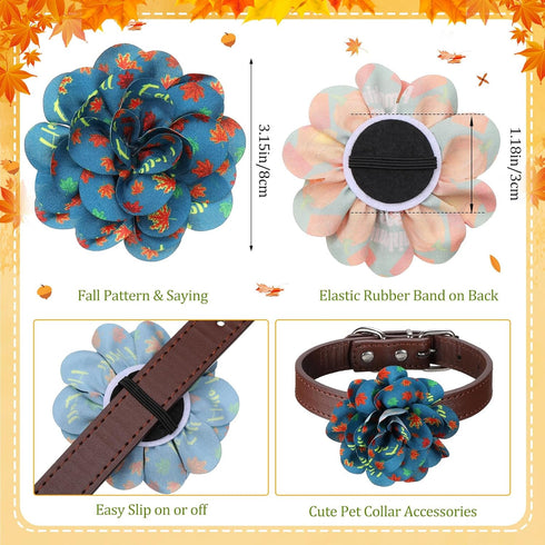 Sanwuta 30 Pcs Fall Dog Collar Flowers, Thanksgiving Pet Bow Ties Holiday Accessories for Small Medium Large Dogs