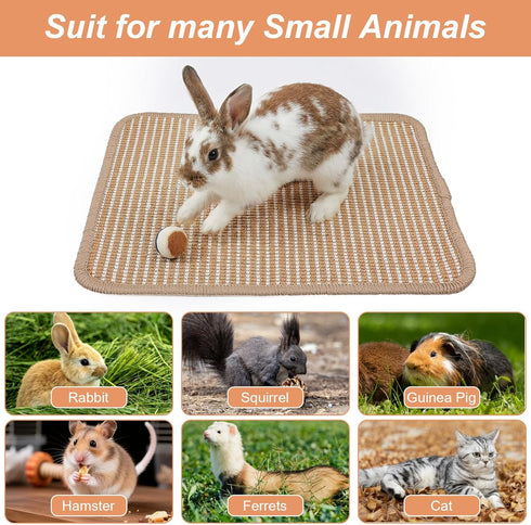 Nogeqi 1PCS 15.75x11.81 Inch Rabbit Scratching Pad, Natural Sisal Bunny Scratch Pad, Rabbit Mat Claws and Teeth Care