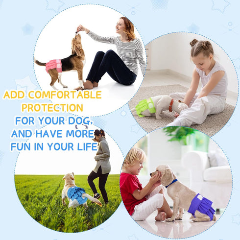 4 Pack Dog Diapers Female Washable Dog Diapers Reusable Puppy Diapers Highly Absorbent Comfortable Doggy Diapers