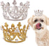 PET SHOW 2pcs Small Dog Crown Headband, Silver Gold Rhinestone Faux Pearl Crown for Birthday Party, Wedding Costume
