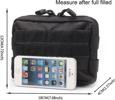 Tactical MOLLE Pouches - 2 Pack Compact Water-Resistant Utility Gadget Gear EDC Pouch