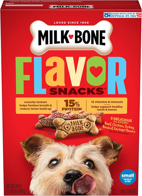 Milk-Bone Flavor Snacks Dog Treats, Small Biscuits, 24 Ounce