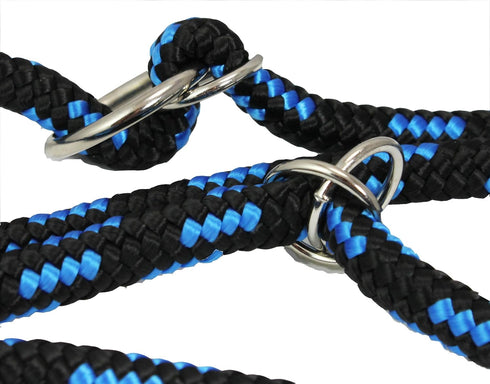 Adjustable Rope Dog Leash 42"-70" (Small; 0.3" Diam, Blue/Black) Multifunctional