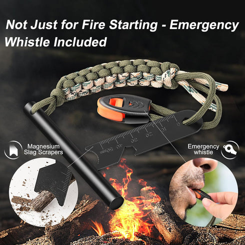 Survival Fire Starter, 4 Inch Ferro Rod Flint Fire Starters for Hiking, Camping, Paracord & Emerge Tool