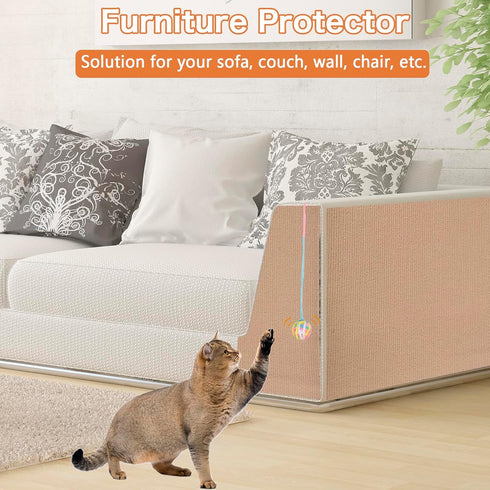 Cat Scratching Mat - 118"x16" Trimmable Carpet Mat, Large Self-Adhesive DIY Replacement Pad