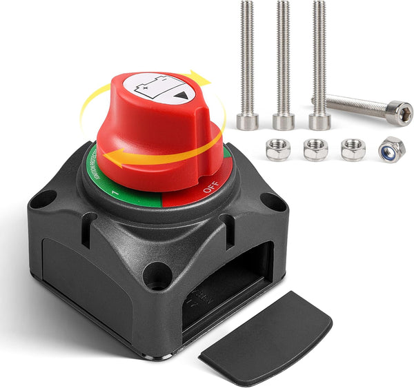 RED WOLF 1-2-Both-Off Battery Switch DC 12V-48V 200A, Heavy Duty Marine Battery