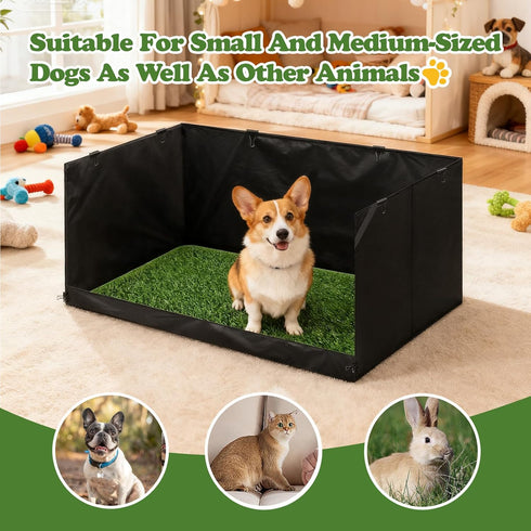 Bhyhok 15.7 23.6 35.4 Inch High Walls Dog Pee Pad Holder with Artificial Grass Foldable Indoor Dog Potty Tray * * Dogs