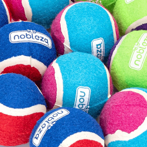Nobleza 12 Pack Dog Tennis Balls - Durable Bouncy Floatable Squeaky Balls for Fetch & Exercise, 2.5in