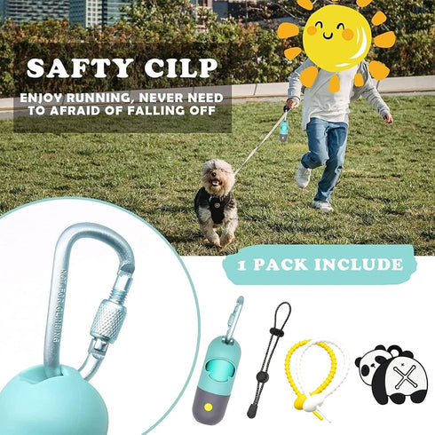 LR44 Included(2 Pack) Dog Poop Waste Bags Holder with LED Flashlight|Cute Doggie Poo Bags Dispenser for Pet Leash|Trash