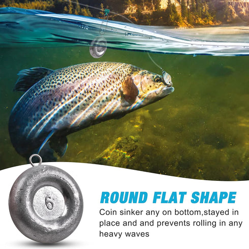 Fishing Weights Disc Sinkers, Coin Sinkers Saltwater Surf Catfishing Gear Tackle 8oz 6oz 5oz 4oz 3oz 2oz 1oz
