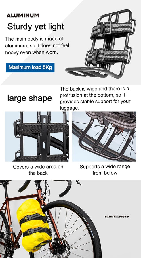 GORIX Bike Front Fork Cage Mount - Large Bottle Cage with Non-Slip Belt for Bikepacking