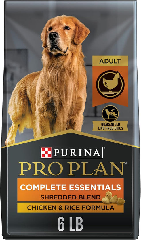 Purina Pro Plan High Protein Dog Food with Probiotics, Shredded Blend Chicken & Rice Formula, 6 lb. Bag