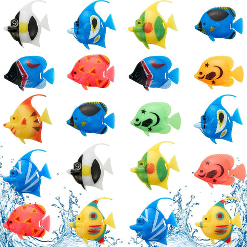 Weewooday 20 Pieces Artificial Moving Fishes - Plastic Floating Fish Ornament Aquarium Decorations for Fish Tank