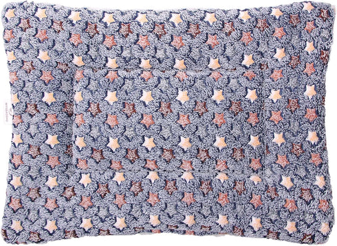 FJWYSANGU Fluffy Pet Cat Blanket, Soft Coral Velvet Puppy Cushion Mat, Warm Cover Pad in Dark Blue