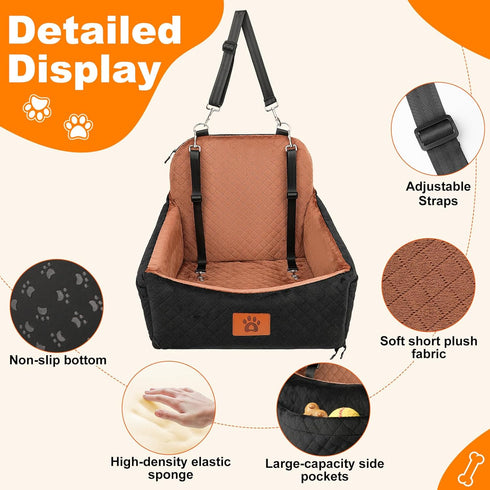 30 lbs, Small Dog Car Seat for Small Dogs Under Memory Foam Pet Car Seat with Joint Relief & Washable Cover, Portable